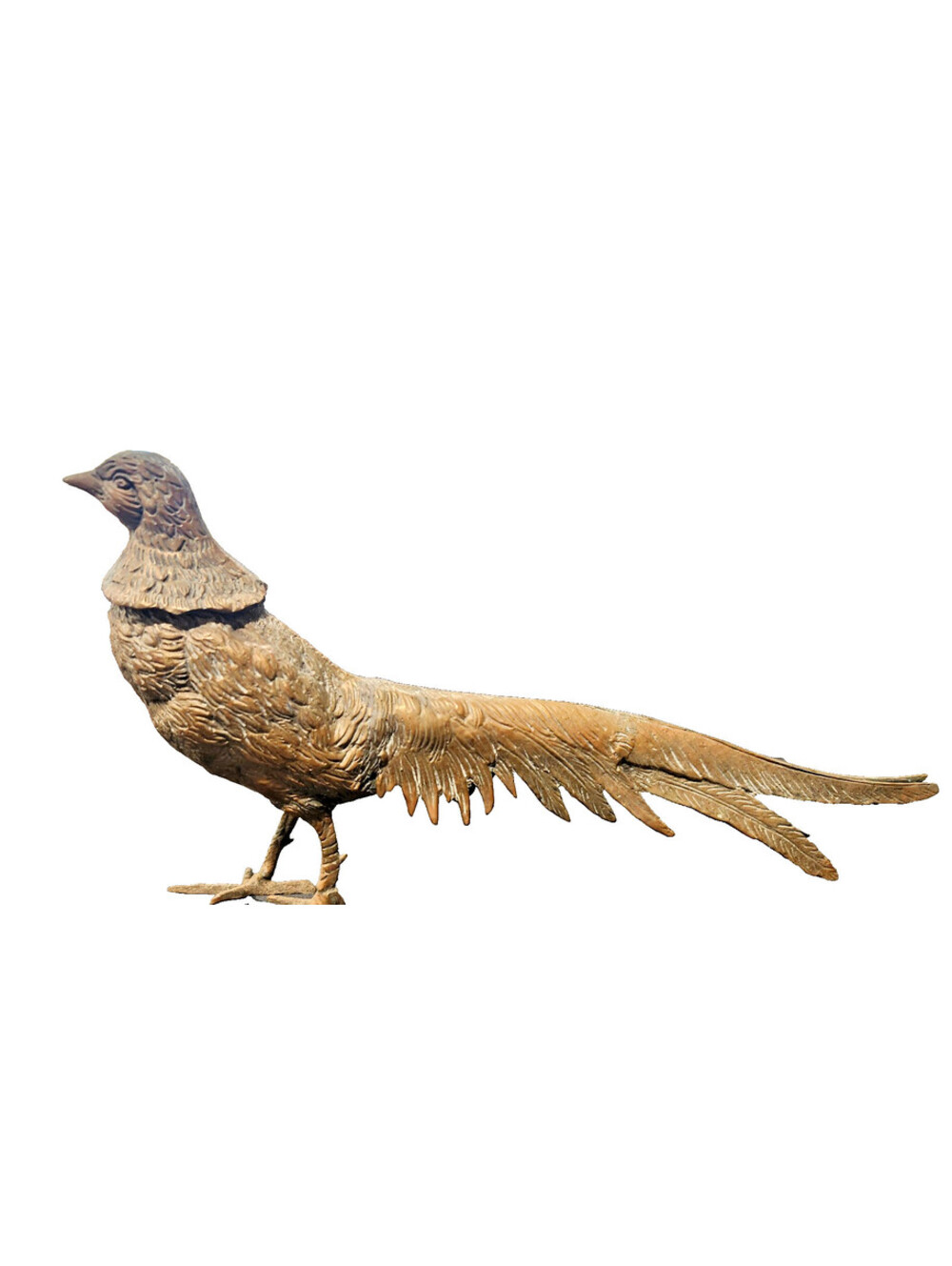 Vintage Brass Pheasant Figurine Mid Century Modern Bird Sculpture Long Tail MCM